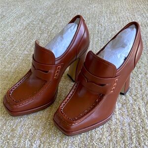 NWT Sam Edelman Jeanette Womens 6 DarkMocha Brown Box Leather Heel Pump Loafers